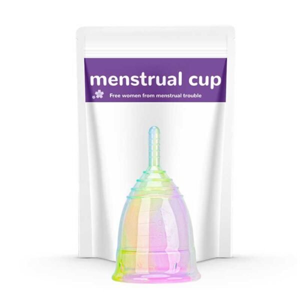Copo menstrual de silicone de grau médico colorido 4
