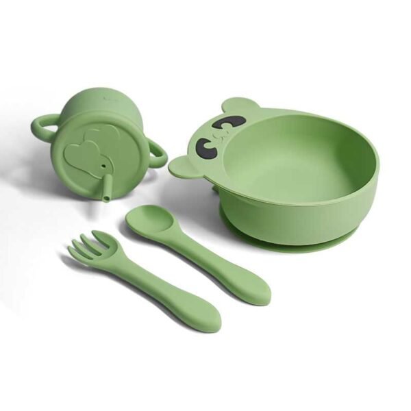 Силиконовый набор для детского питания премиум-класса с удобными посудой, 2 шт.