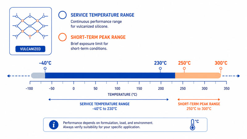 Staafdiagram van het temperatuurbereik voor siliconenservice