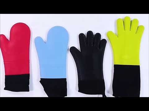 JuJingPing Set 6 Mini Guanti Da Forno In Silicone - Resistenti Al Calore (fino A 425°C), Neri - 3