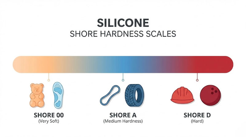 Infographic comparing Shore OO A and D scales with objects