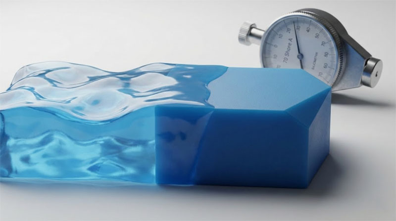 柔らかいジェルから硬い固体ブロックへのシリコンの質感の変化