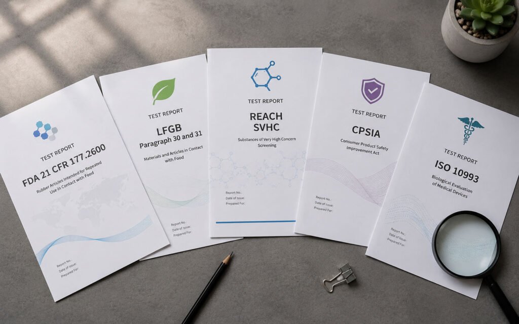 FDA LFGB REACH CPSIA testrapporter overholdelsesdokumenter
