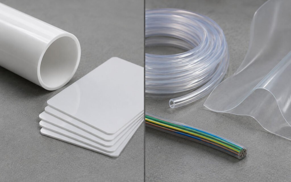 Prøver af stive uPVC-rør og fleksible PVC-rør