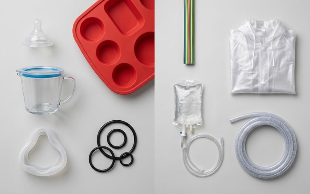 Eksempler på anvendelse af silikone- og fleksibelt PVC-produkt fladt lay