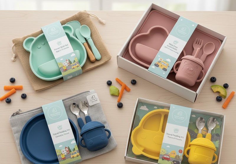 Paket set pemberian makan BLW dengan pelat hisap dan aksesori