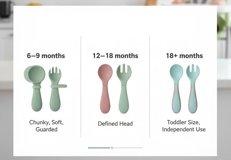 Comparison graphic of best baby utensils by age