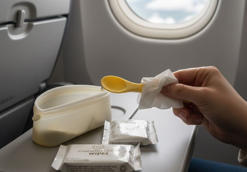 Conjuntos de alimentação de silicone para viagens aéreas 3
