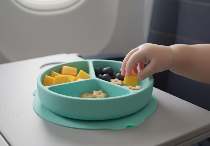 Conjuntos de alimentação de silicone para viagens aéreas 4