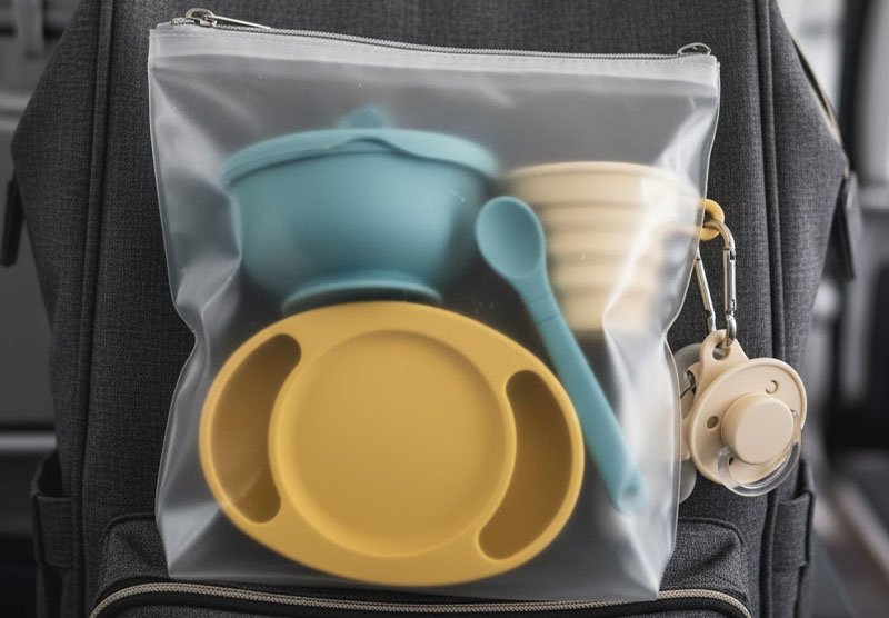 Conjuntos de alimentação de silicone para viagens aéreas 8