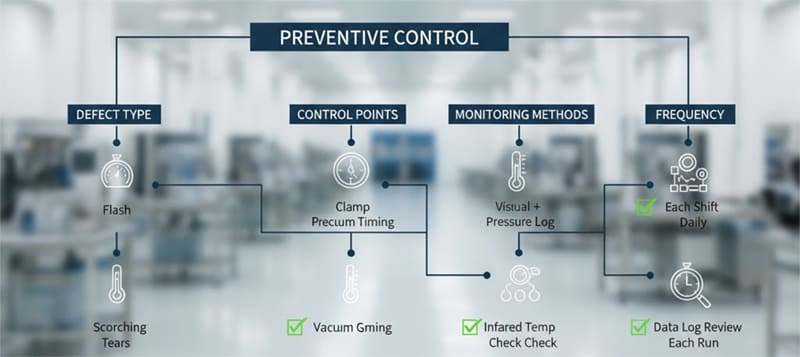 plano de controle preventivo defeitos de silicone