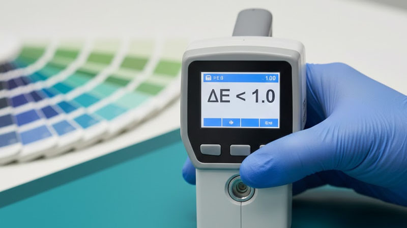 Una mano profesional con un guante de nitrilo.