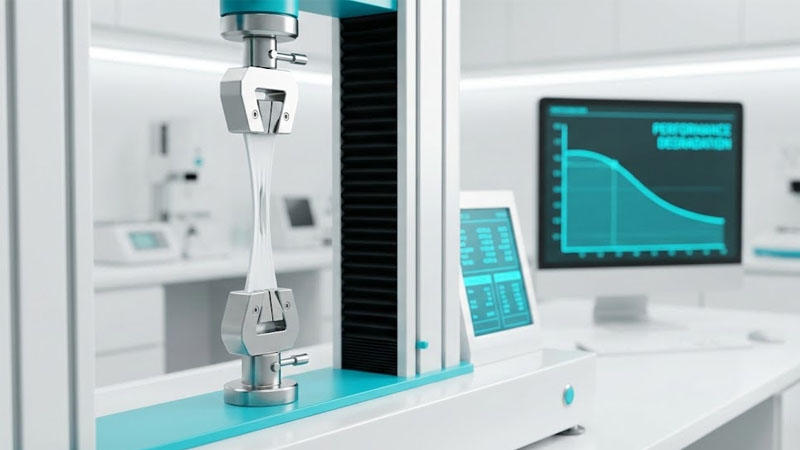 Essais de résistance à la traction du caoutchouc de silicone en laboratoire