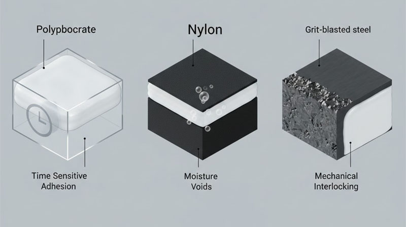Comparaison des modes de défaillance du surmoulage silicone sur PC, nylon et métal