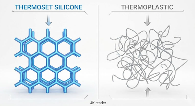 Σιλικόνη με σταυροδεσμούς έναντι γραμμικού πλαστικού