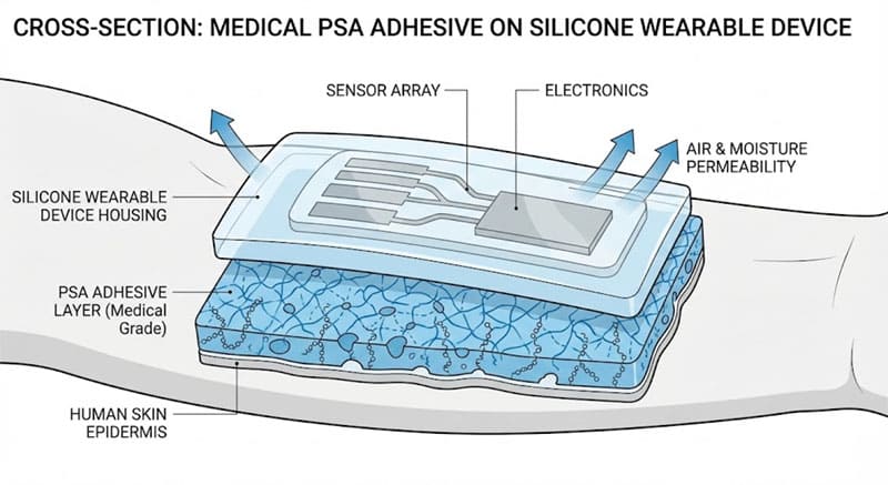 Perekat silikon PSA medis yang dapat dikenakan