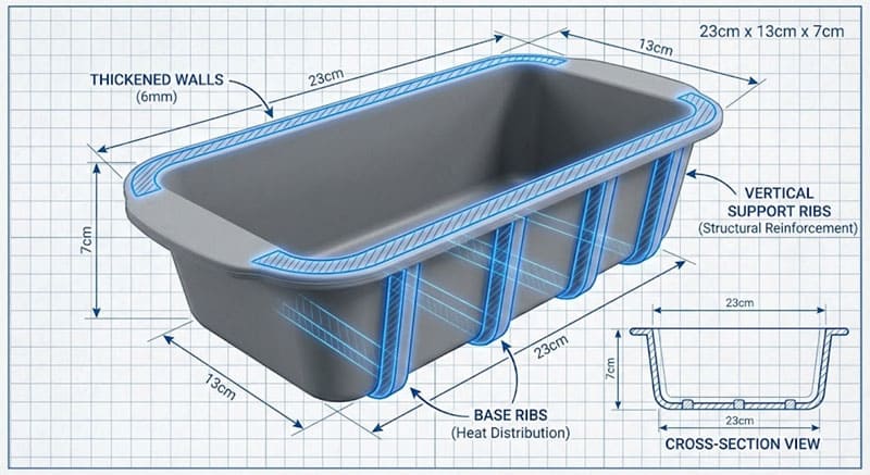 Konstruktion zur strukturellen Verstärkung von Silikonwannen