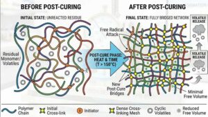 सिलिकॉन पोस्ट पॉलीमराइजेशन क्रॉस लिंकिंग का योजनाबद्ध आरेख