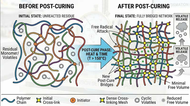 شماتیک اتصال عرضی سیلیکون پس از پلیمریزاسیون