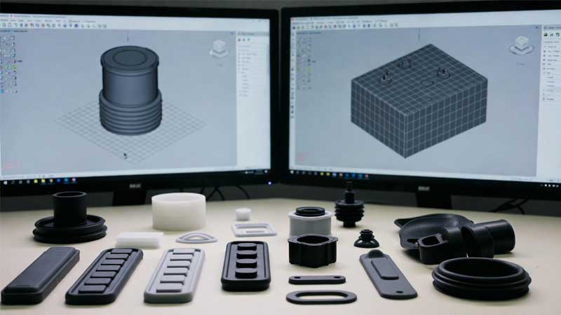 Versameling van voltooide silikoonprodukte
