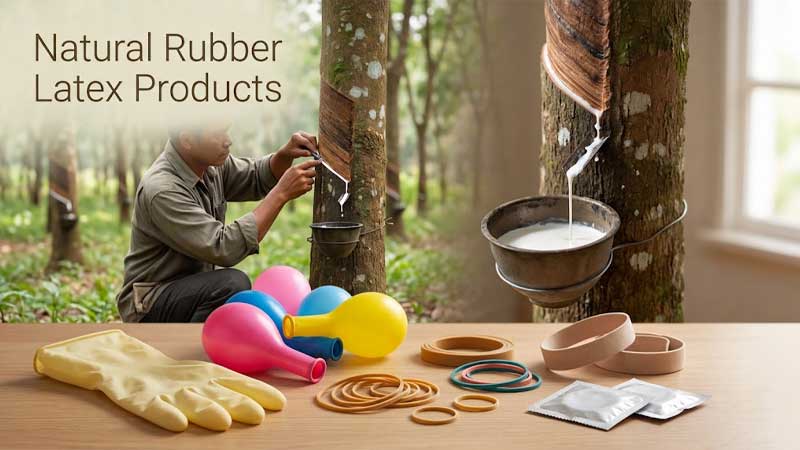 Produits courants en latex de caoutchouc naturel et leurs sources