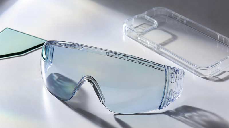 Custodia per telefono con lente di sicurezza in policarbonato