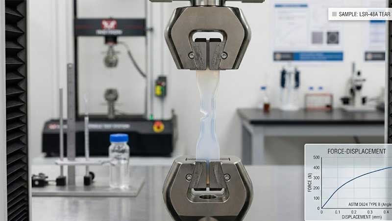 نمونه تست پارگی سیلیکون ASTM D624 نوع B