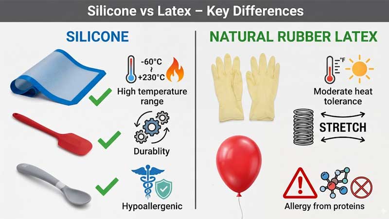 silicone et caoutchouc naturel