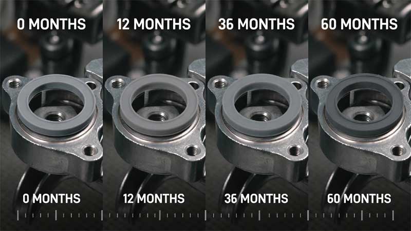 silikonpakning installert i et gruppehode over simulerte bruksår