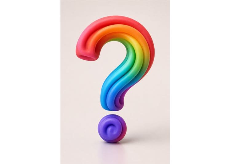 Signo de interrogación 3D flexible hecho de material de silicona de colores