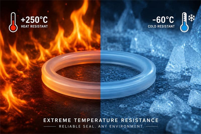 Sello de silicona resistente al calor extremo y a temperaturas gélidas.