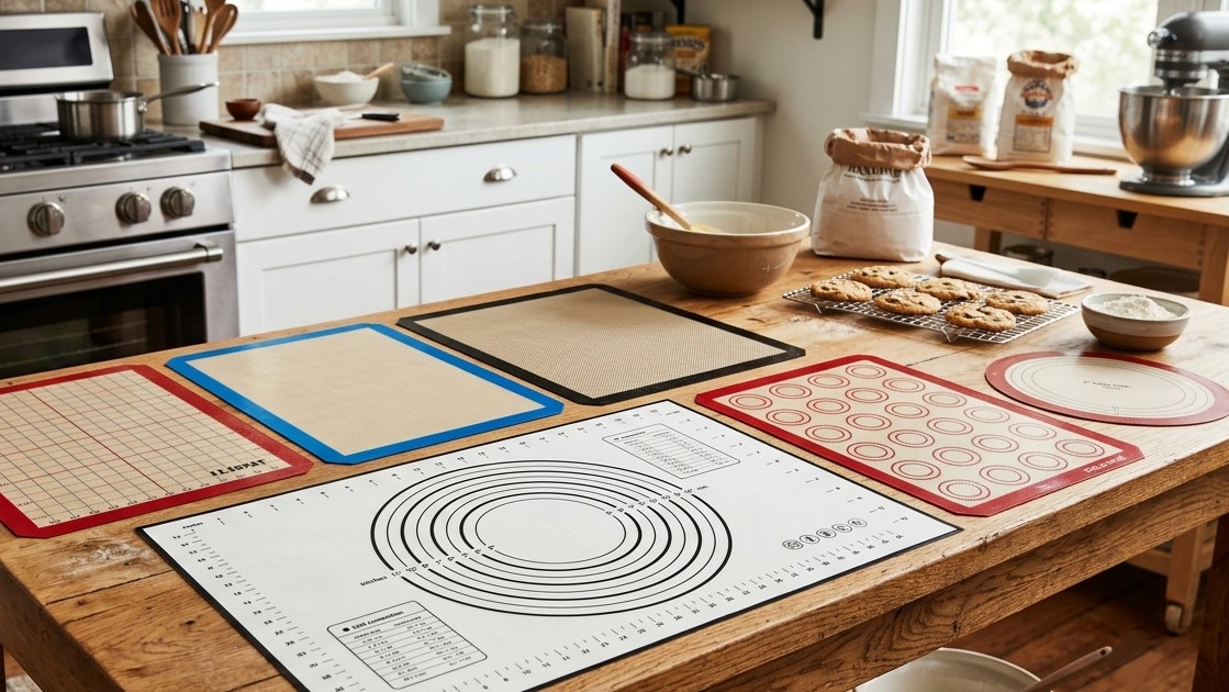 Bakmatten van siliconen op maat, in de gewenste kleuren, patronen, maten en met logo's voor bakvormenmerken.