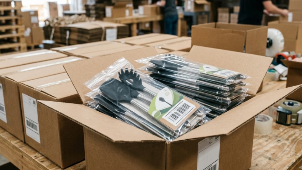 Özel silikon spatula setleri, e-ticaret ambalajı için özel kutularda paketlenir.
