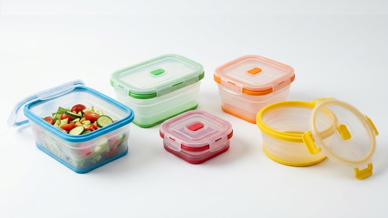 Recipientes de silicone para armazenar alimentos em diferentes cores 1