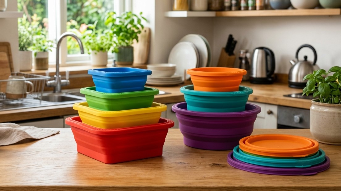 Contenitori in silicone pieghevoli di diverse dimensioni