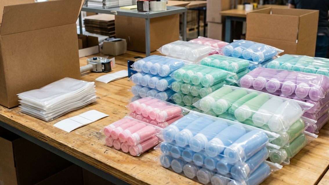 Eccellente uniformità dei set di borracce da viaggio in silicone in sacchetti di plastica con confezionamento all'ingrosso per distributori e grossisti.