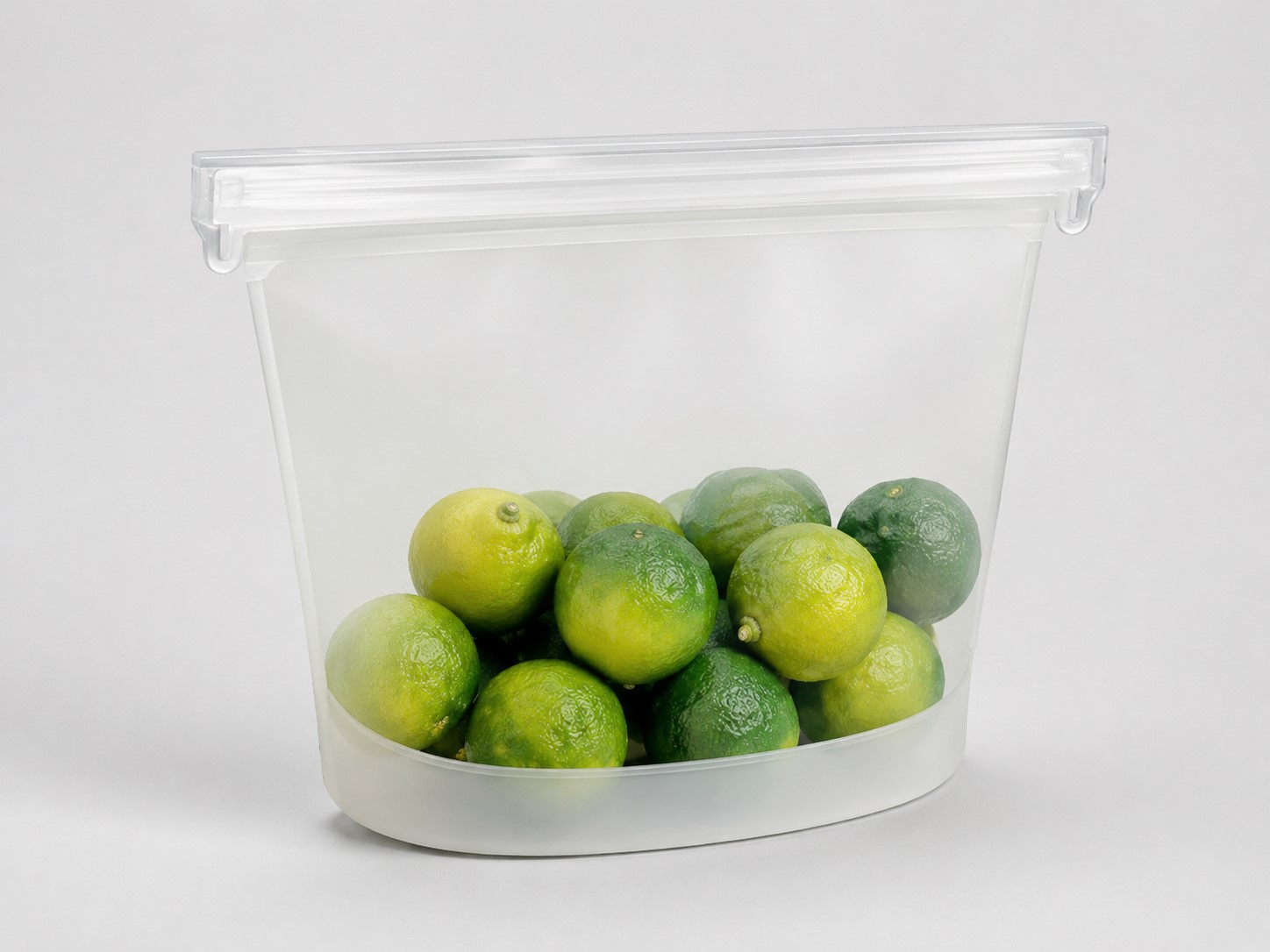 Saco de silicone translúcido e à prova de vazamentos para armazenamento de alimentos, com excelente visibilidade.