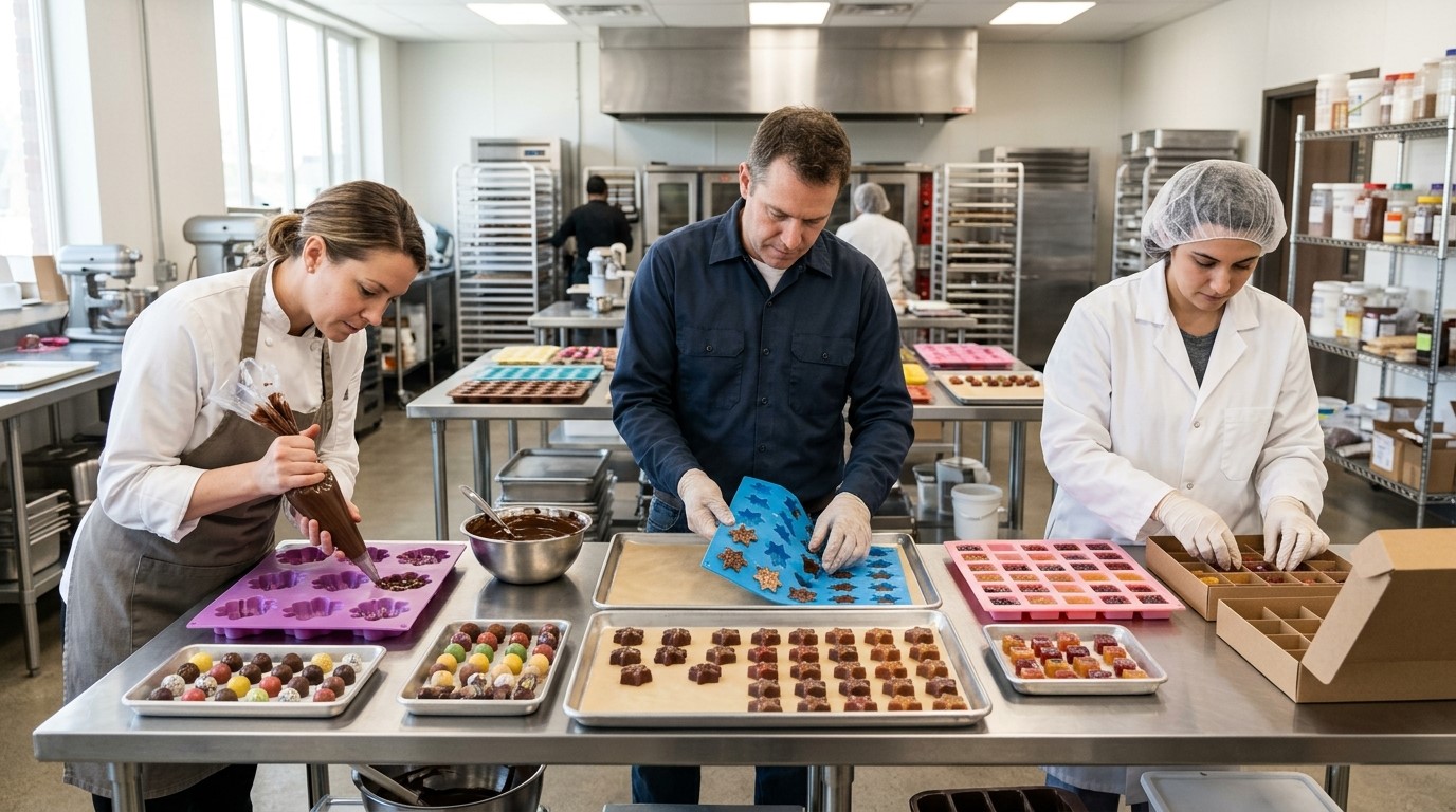 Controlled volume and multi-cavity silicone candy molds for Pastry Chefs, Candy Manufacturers & Co-Packers