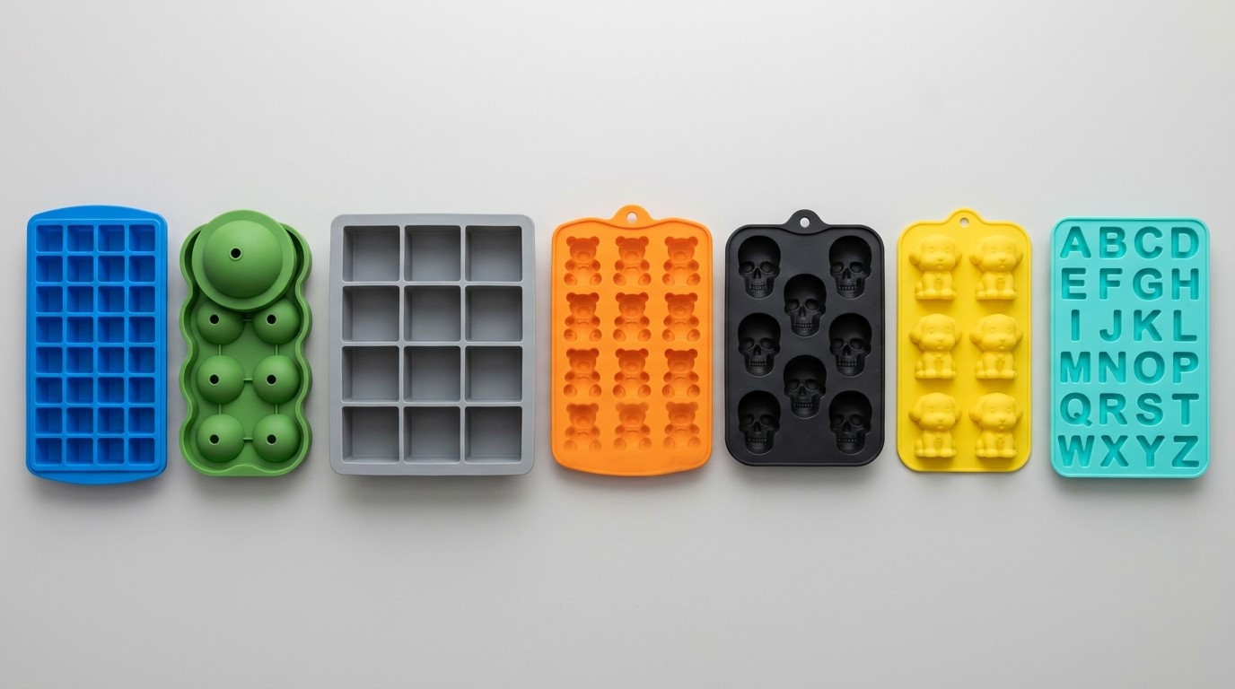 Custom silicone ice tray with novelty and designed specific shapes