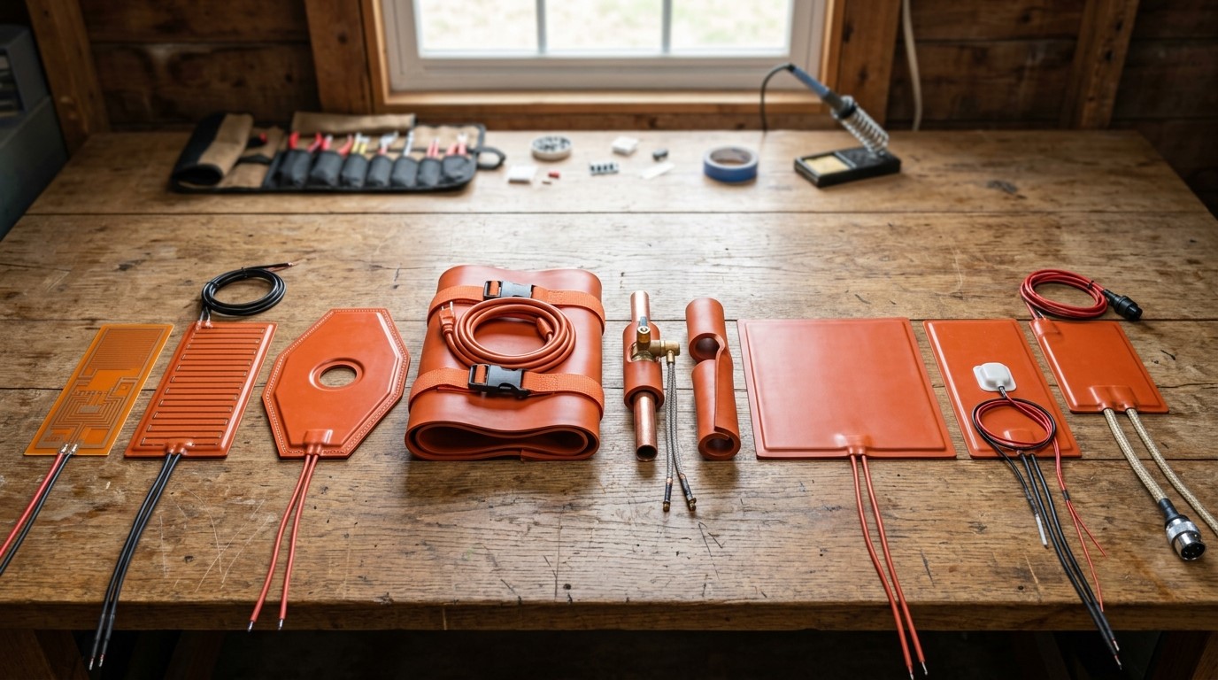 Different shapes of custom silicone rubber heaters for diverse substrates