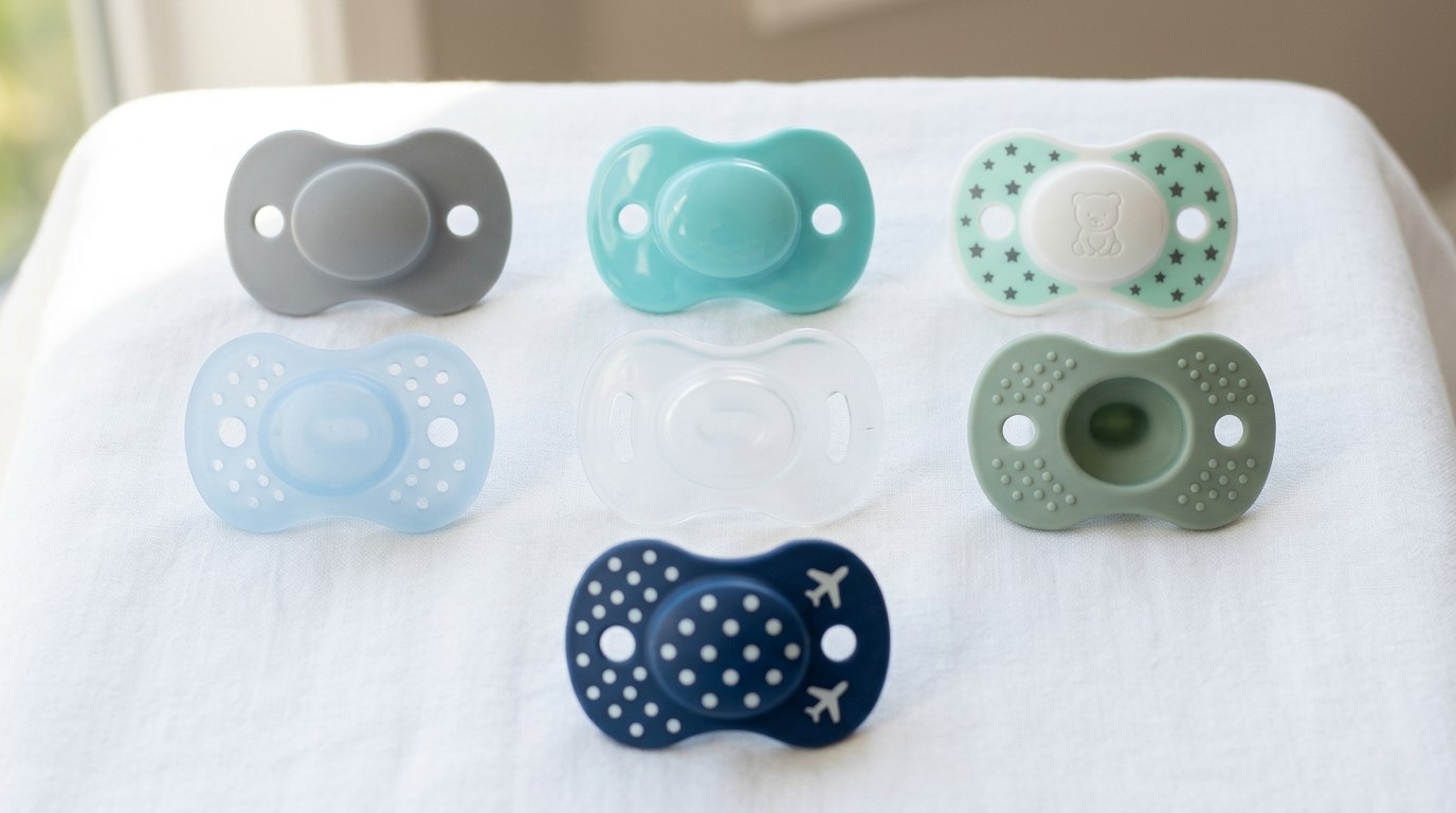 Διαφορετικά σχέδια ασπίδων σε προσαρμοσμένες πιπίλες σιλικόνης
