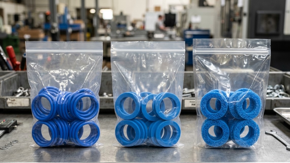 Different types of silicone gaskets in polybags for bulk packaging