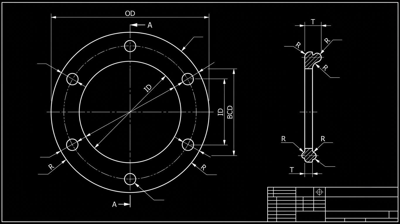 Dimension informantions of the drawing of a silicone gasket