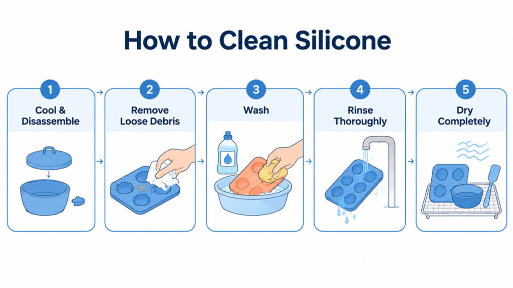 Cinque passaggi per pulire in sicurezza i prodotti in silicone