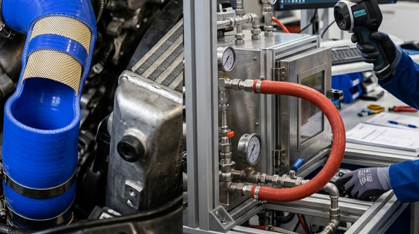Tubi flessibili in silicone personalizzati ad alte prestazioni per l'industria automobilistica e dei veicoli.