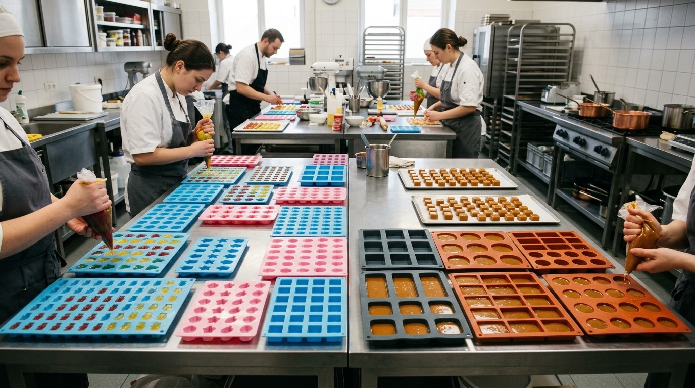 Multi-cavity silicone candy molds for Artisan Confectionery Brands