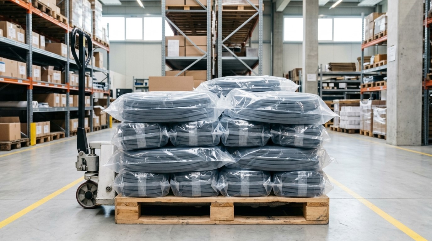Tiras de borracha de silicone pretas embaladas individualmente para distribuidores e fornecedores atacadistas.