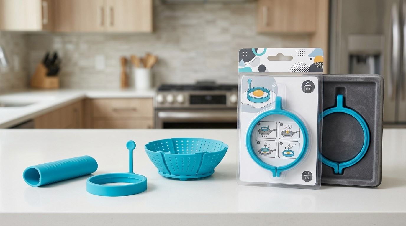 Utensílios de cozinha personalizados em silicone para marcas de utensílios de cozinha e artigos culinários.