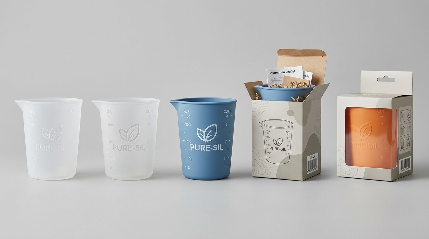 Custom silicone measuring cups with distinct branding ways