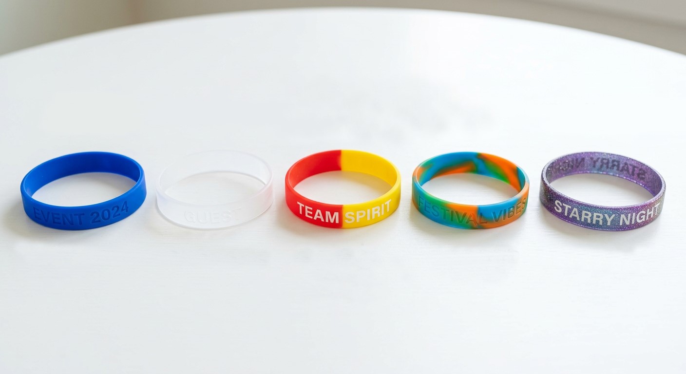 Pulseras de silicona con diferentes diseños y colores.
